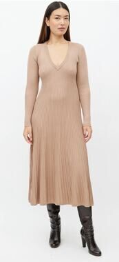 Ronny Kobo ribbed knit Cladevea dress Beige Size XL